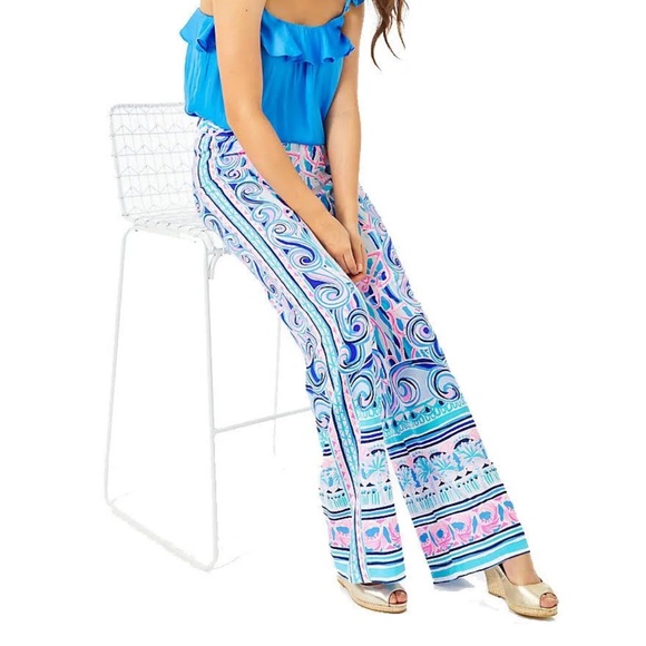 NWT lily pulitzer Bal Harbor Palazzo in Blue Oasis - Picture 7 of 7
